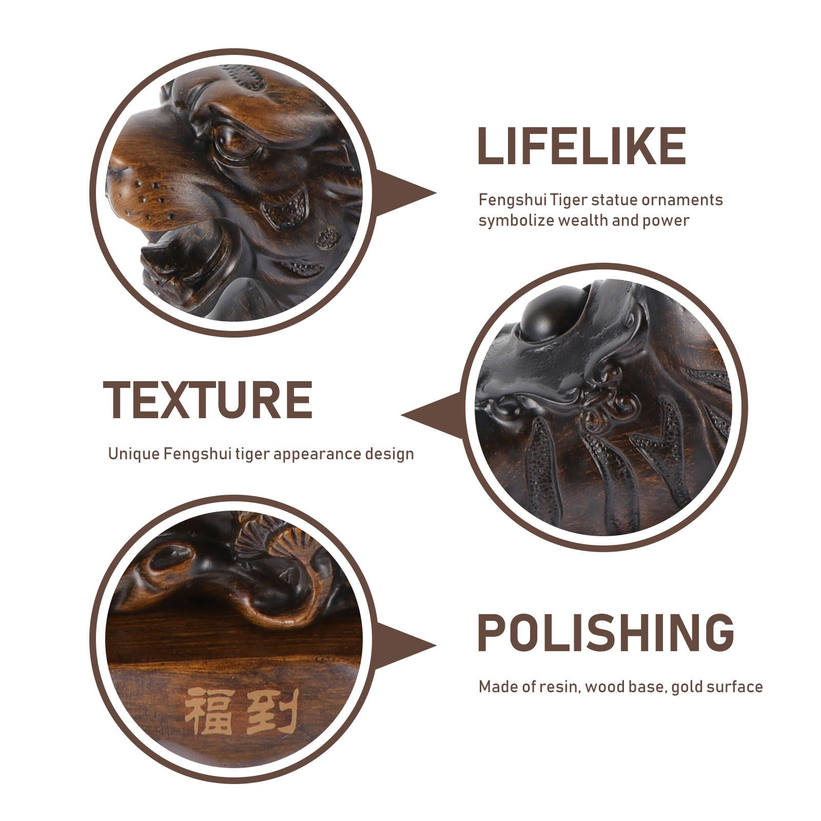 Toddmomy Kreative Kleine Tigerfigur aus Kunstharz für Schreibtisch und Innenraum Stilvolle Vintage Tiger Statue mit Stabiler Basis als Glücksbringer