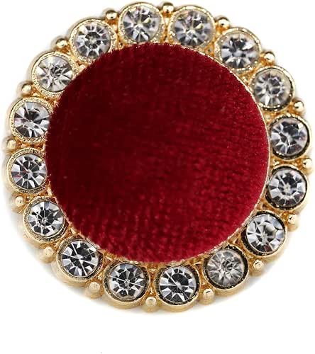 Rhinestone Surrounded Red Velvet Metal Shank Buttons, 20 pcs |