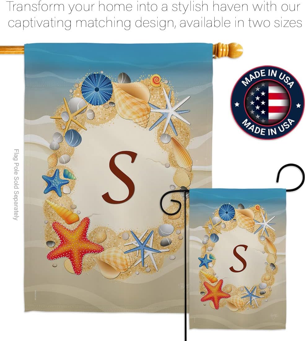 Breeze Decor BN-H-130175-IP Summer S Initial Garden Flag, 28" x 40", Multicolor