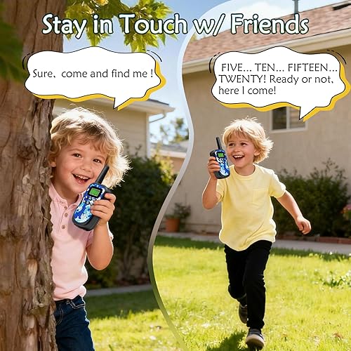 Miniatura 3 de Walkie Talkies para niños, paquete de 3 unidades de 22 canales de radio de 2 vías con linterna y pantalla LCD, walkie talkies de alcance de 3 millas