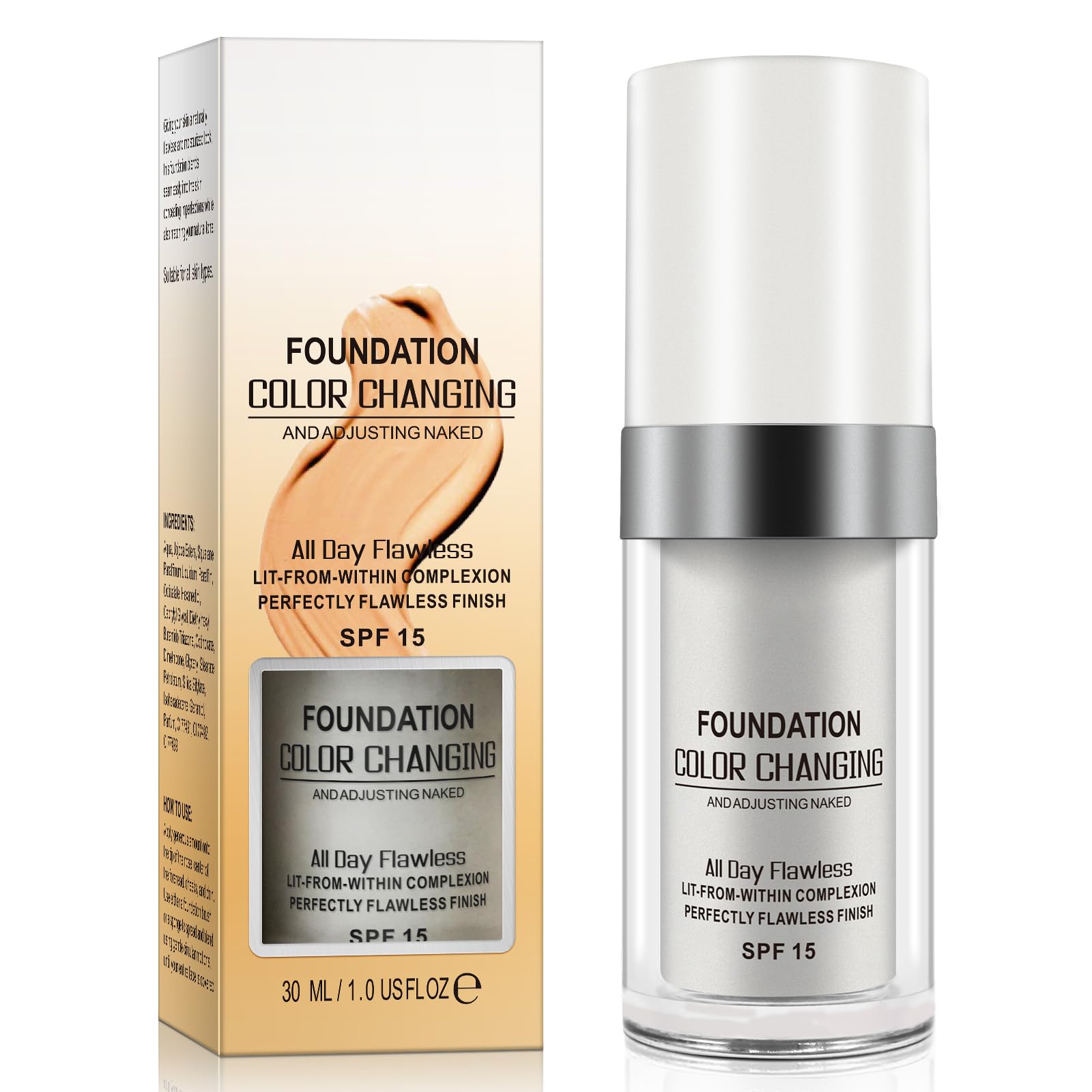 Concealer Cover Cream, Flawless Colour Changing Foundation Makeup, Warm Skin Tone Foundation liquid Base Nude Face Moisturizing Liquid Cover Concealer for Women and Girls