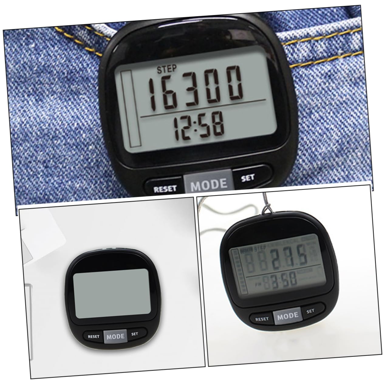 BESPORTBLE 1set Contapassi Portatile Con Clip e Cordino Pedometer Per Escursioni e Camminate Monitoraggio Calorie e Facile Usare