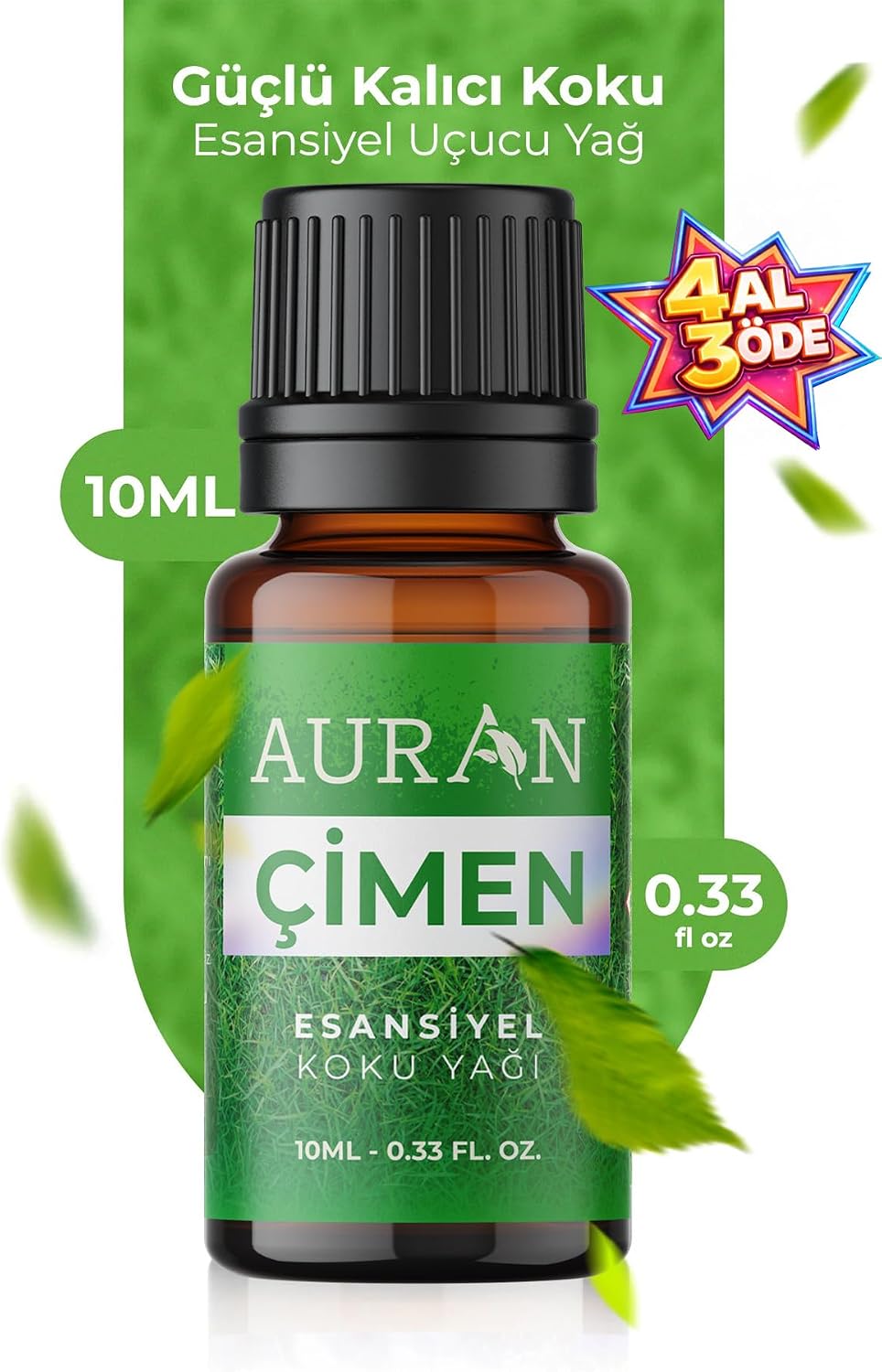 AURAN Çimen Esansiyel Uçucu Koku Yağı Buhurdanlık Yağı Difüzör Esansı Hobi Esans Ortam Oda Kokusu 10ml