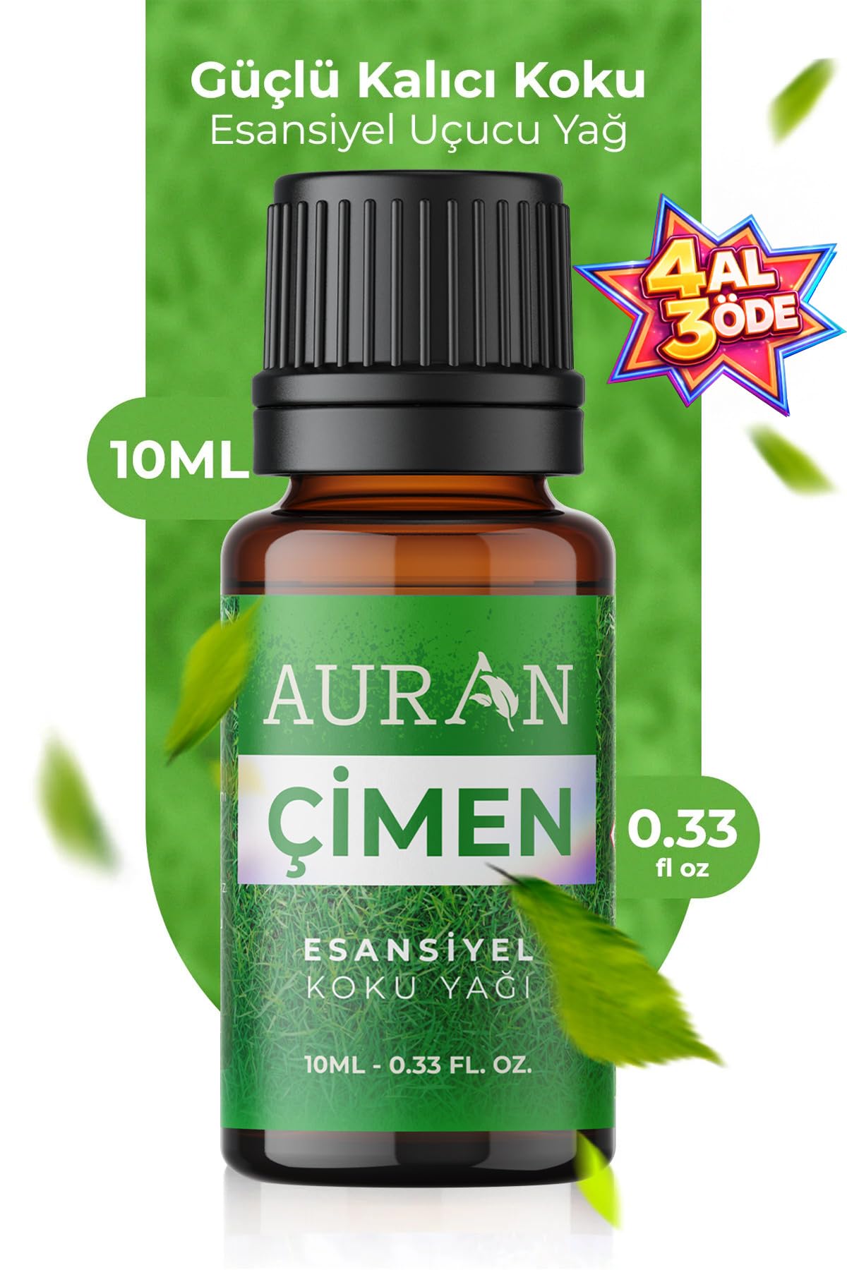 AURAN Çimen Esansiyel Uçucu Koku Yağı Buhurdanlık Yağı Difüzör Esansı Hobi Esans Ortam Oda Kokusu 10ml