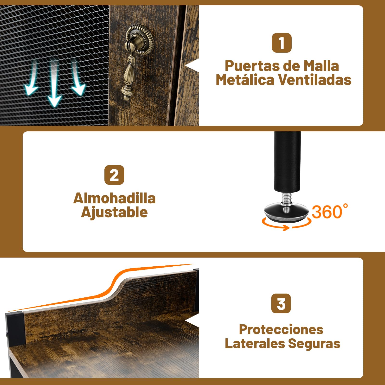 COSTWAY Armario de Esquina de vino con Portavasos de Vidrio, Armario de Vino Industrial con Puertas de Malla Metálica y Estante Ajustable, Buffet con Kit Antivuelco para Cocina Comedor (Marrón Oscuro)