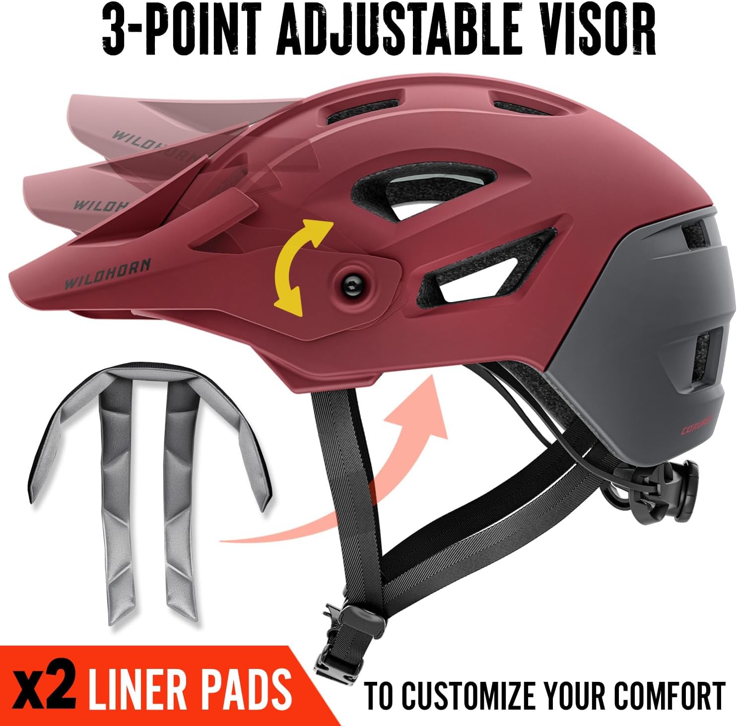 Wildhorn Corvair Mountain Bike Helmet for Adults Women & Youth - Lightweight MTB Cycling Helmets with Adjustable Visor & Ventilation - Adult Bicycle Helmet for Trail Riding E-Bike Road Bike