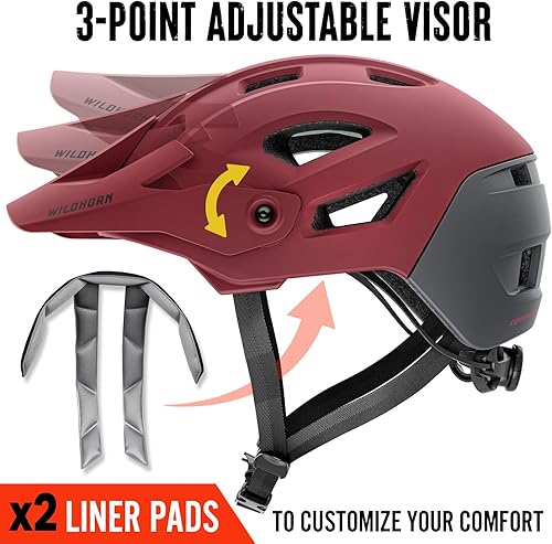 Miniatura 3 de Wildhorn Corvair - Casco de bicicleta de montaña para hombres y mujeres con máxima ventilación, sistema de ajuste FTA y visera ajustable. Cascos de