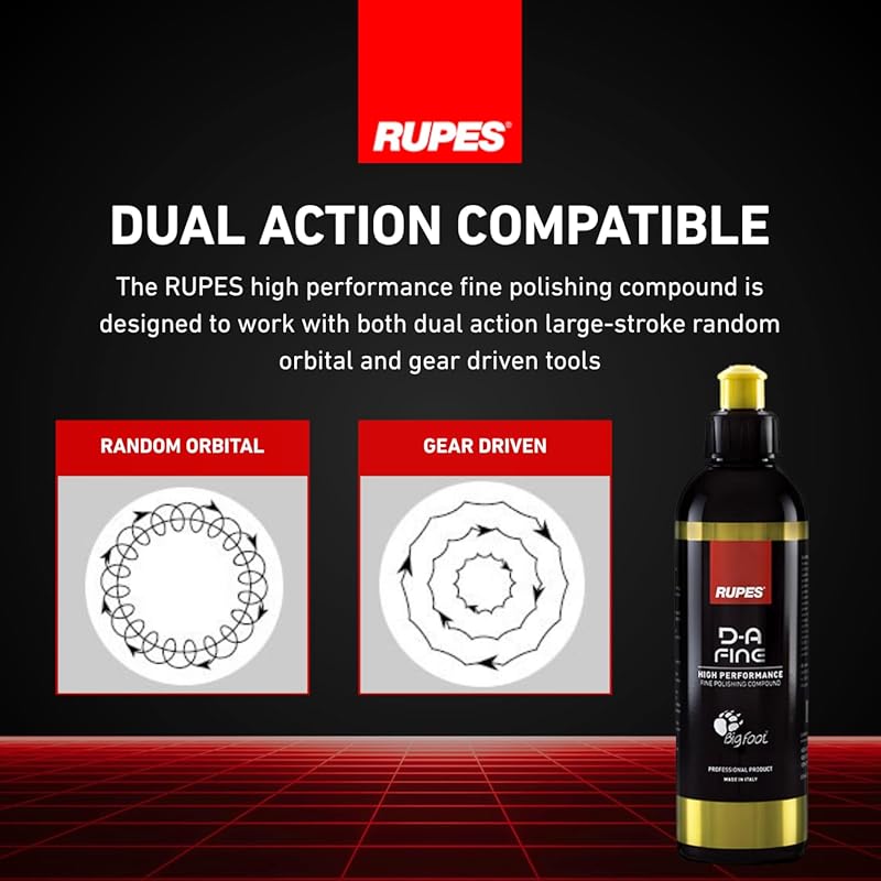 RUPES 9.DAFINE250 Pack of 1 250 ml Yellow D-A Fine High Performance Polishing Compound for Car Detailing & Removing Scratches| Removes Fine Defects | Micro-Abrasive Technology | Removes Swirl Marks Fine 250 ml Pack of 1