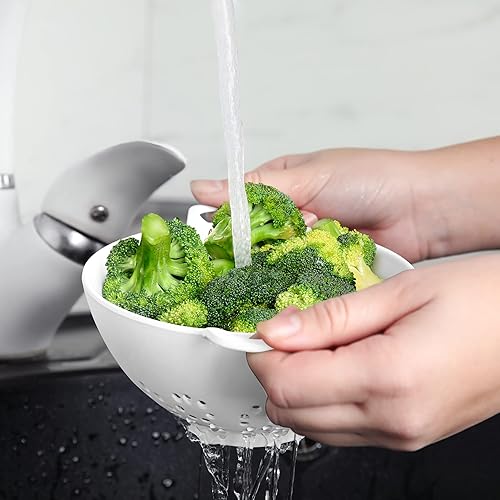 Miniatura 5 de Meadow Lane Colador pequeño de 6 pulgadas, sin BPA, apto para lavavajillas, doble asa, colador de alimentos compacto para bayas, verduras y pasta,