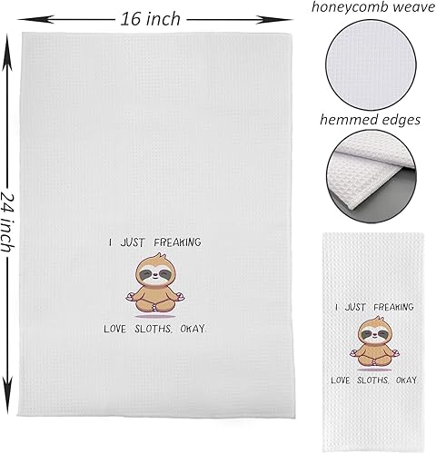 Miniatura 4 de DOTAIN Funny Sayings I Just Freaking Love Sloths Okay - Toalla de cocina lavable con diseño de perezosos para yoga, diseño de animales, para cocina,