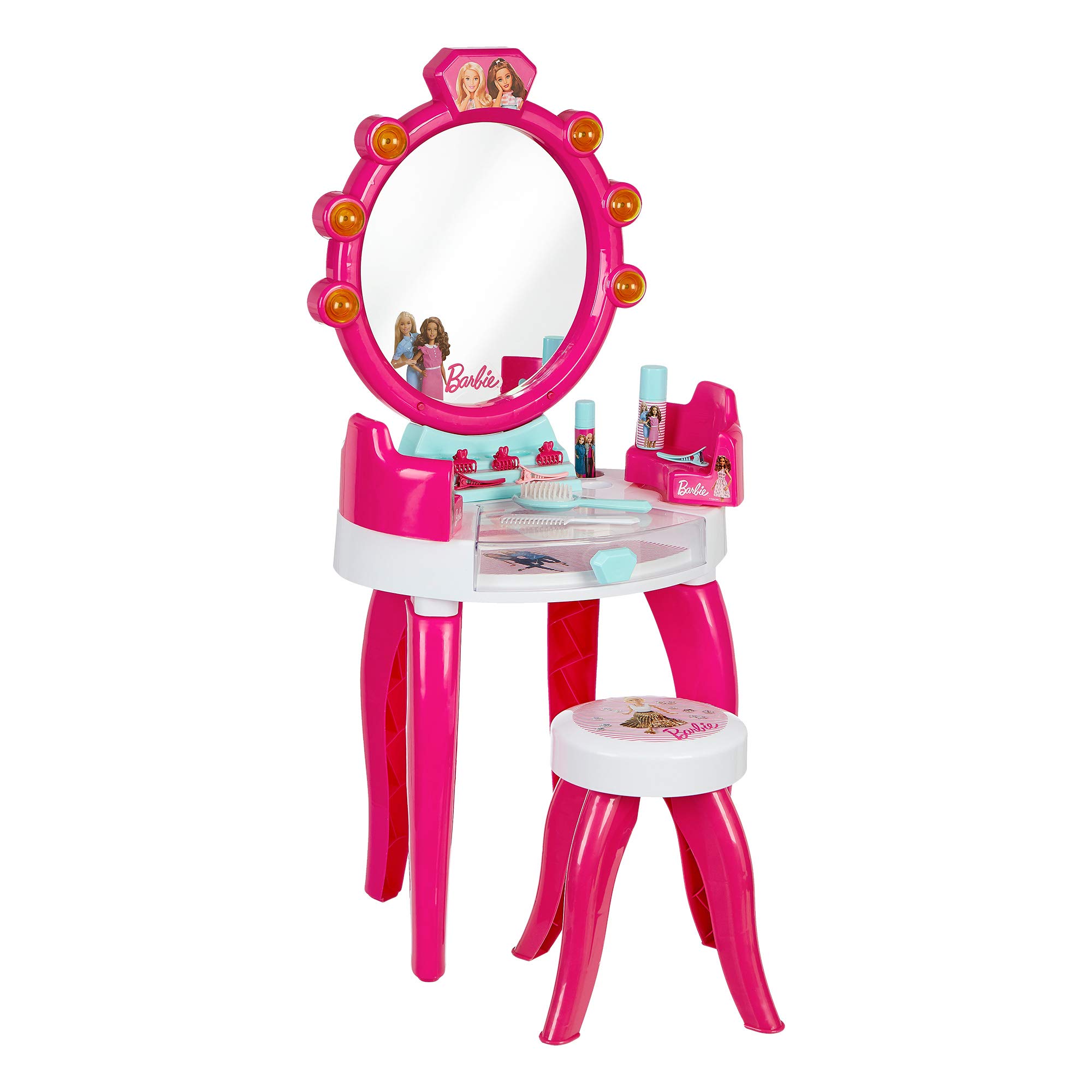 Theo Klein 5328 Barbie Beauty Salon with Light andSound I Pivoted storage areas and mirror I With lots of styling Accessories I Toy for Children Aged 3 Years and up