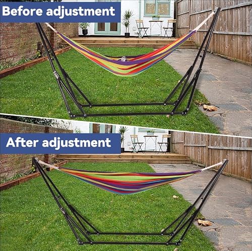 Hammock with Foldable Steel Stand,Frabic Tension Adjustable,Carrying Bag Included, 616 lbs Weight Capacity, Portable Suitable for Outside Garden Yard Outdoor Inhouse Multicolour - Thumbnail 3