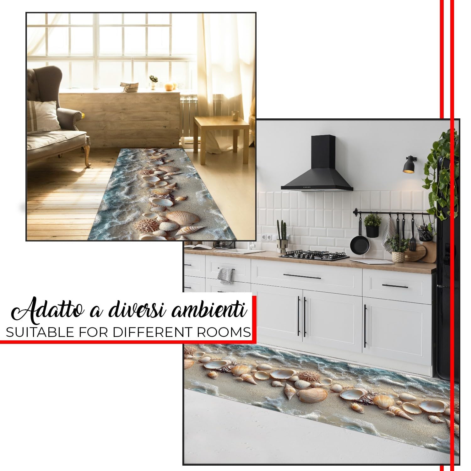 emmevi Tappeto Cucina Pvc Morbido Passatoia Antimacchia Gomma Antiscivolo Flessibile 51x180 Spiaggia