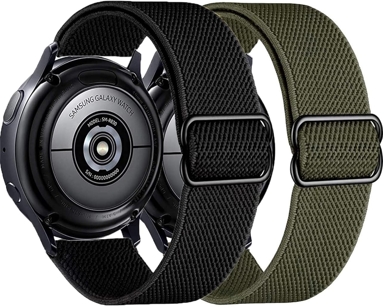 Olytop Elastic Bands for Galaxy Watch 5/4 Bands 44mm 40mm/5 Pro Band, Samsung Galaxy Watch 4 Classic Bands 46mm 42mm/Active 2 Women Men, 20mm Stretch Nylon Replacement Strap
