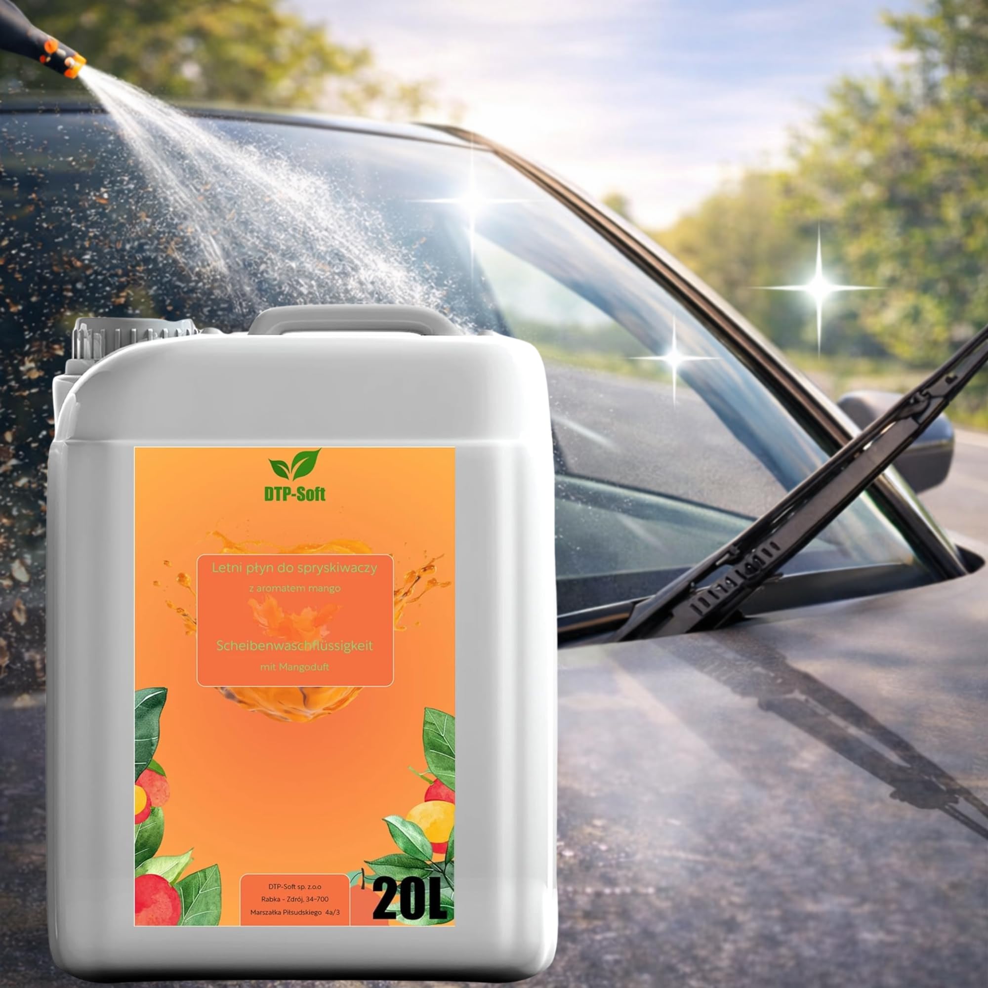 Scheibenreiniger 20L / 20 liter Sommer - Scheibenwischwasser fertig gemischt mit Mango Duft - streifenfrei gegen Insekten Schmutz Pollen