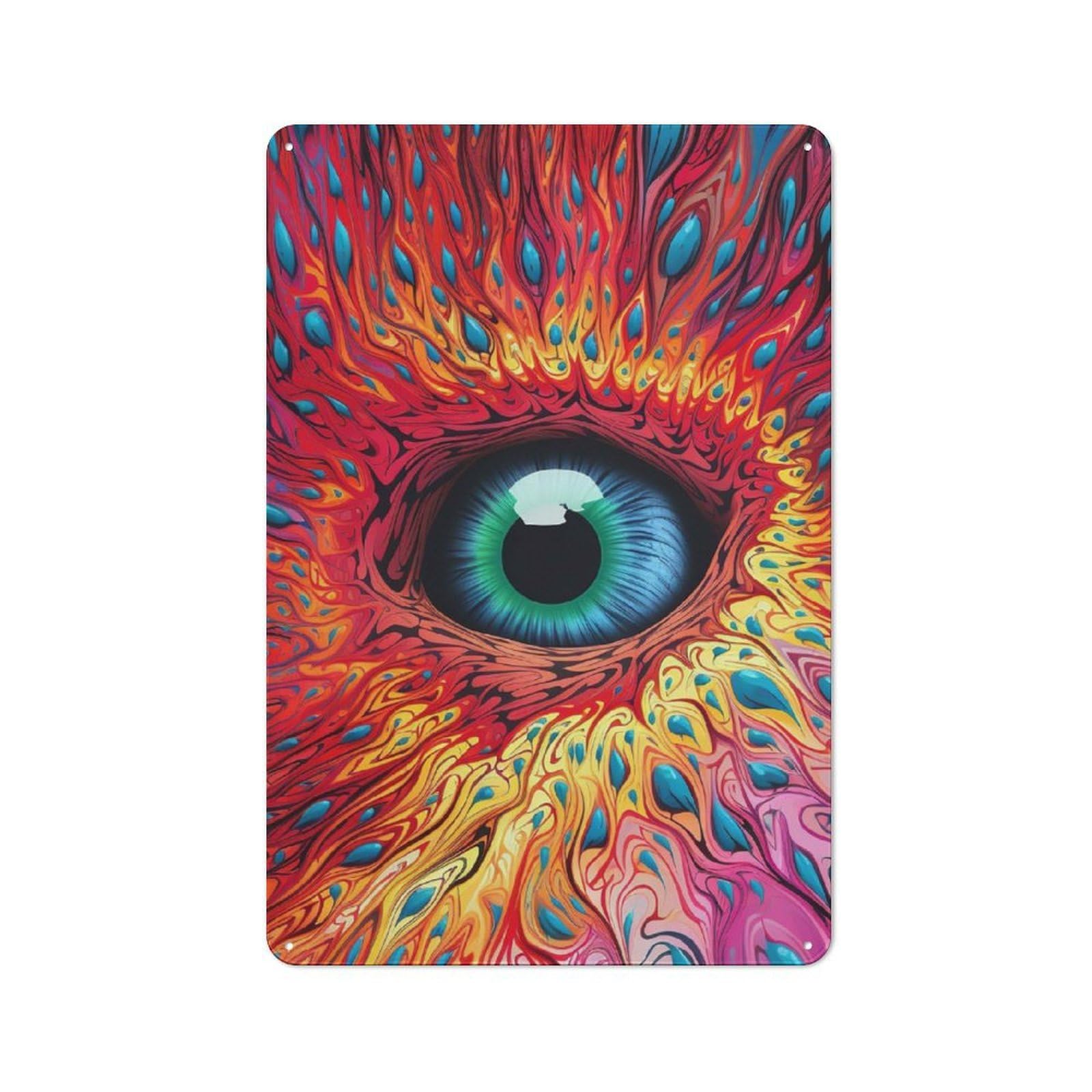 Junmoney Vibrant Psychedelia Vintage Tin Sign 30X20cm With For Studio Or Craft Room, For Garage, Workshop And Man Cave Decoration