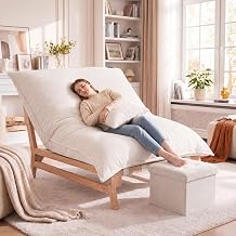 Oversized Bean Bag Chair with Ottoman & Pillow, 3-in-1 Chaise Lounge Chair