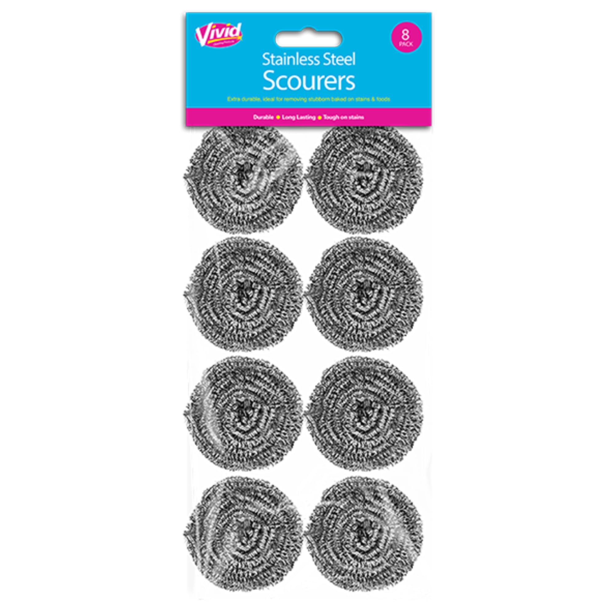 Stainless Steel Scourers -8 Pcs Washable and Reusable Rust Resistant Scourer , Cleaning Hard Stain on Any Utensils Dissolves Stubborn Dirt Grease, Powerful and Effective Clean Scrubbing Pad(1 Pack)