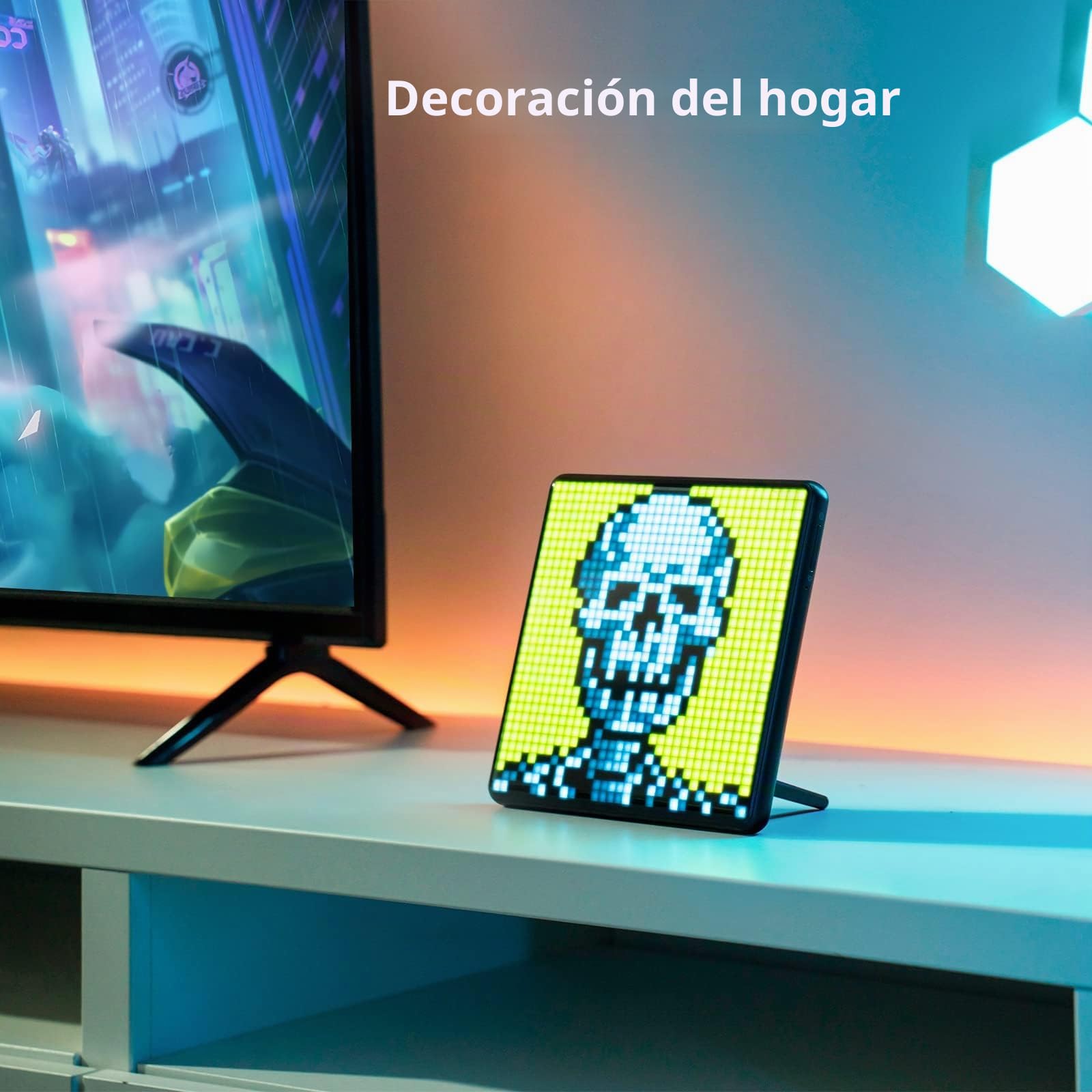Divoom Pixoo-MAX Pixel Display, App Pantalla de Control de teléfono Celular con Pantalla LED programable de 32 x 32 para decoración del hogar, Publicidad de Negocios
