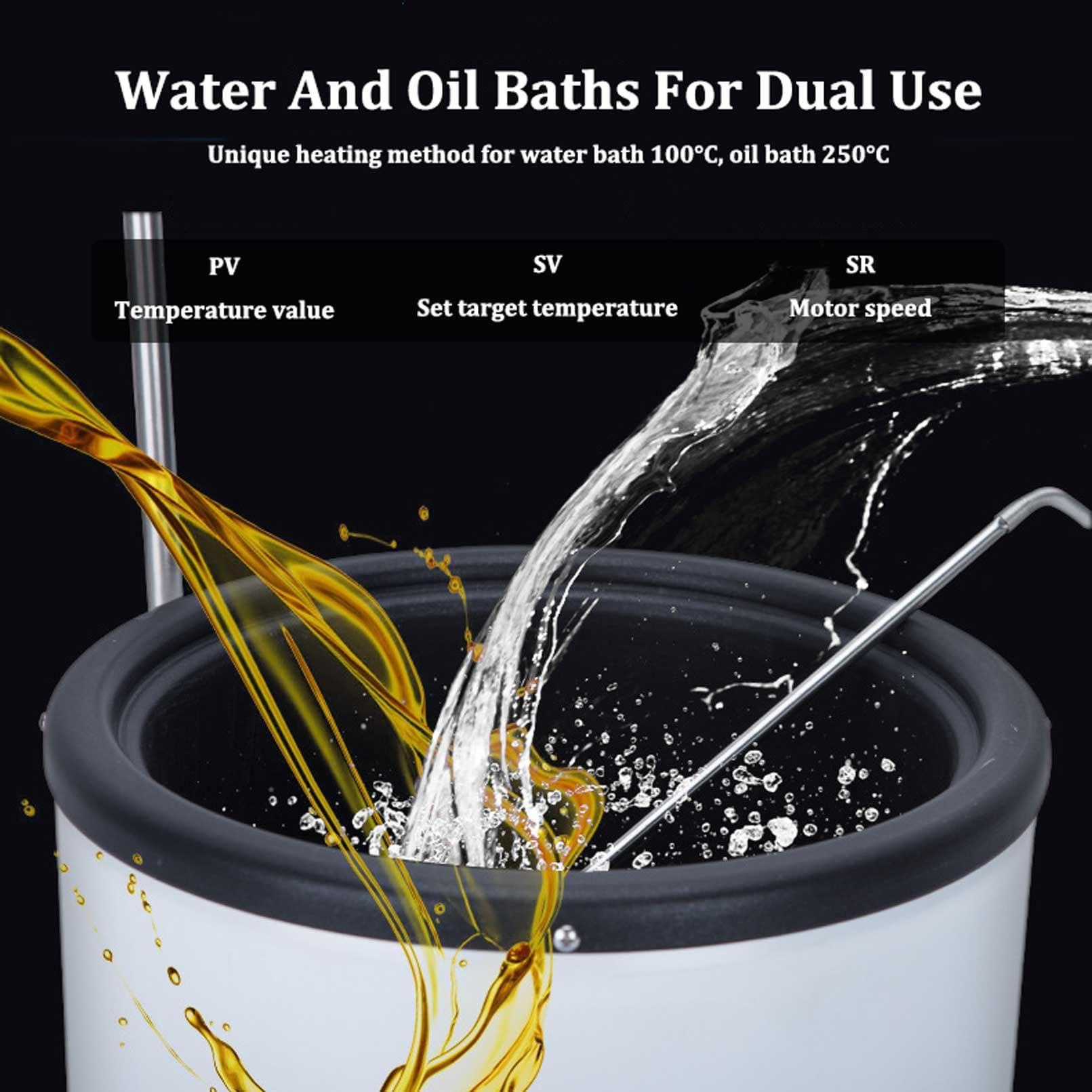 Baño de calefacción con agitación magnética digital, pantalla inteligente, sensor interno y externo, medición de temperatura, altura ajustable para experimentos químicos