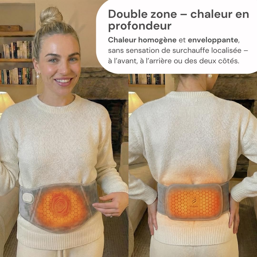 Vulpés BellyBelt Ultra Dual Zone – Ceinture Chauffante Règles & Menstruelle | Chaleur Infrarouge pour Règles Douloureuses, Endométriose | Batterie Rechargeable 10.000mAh