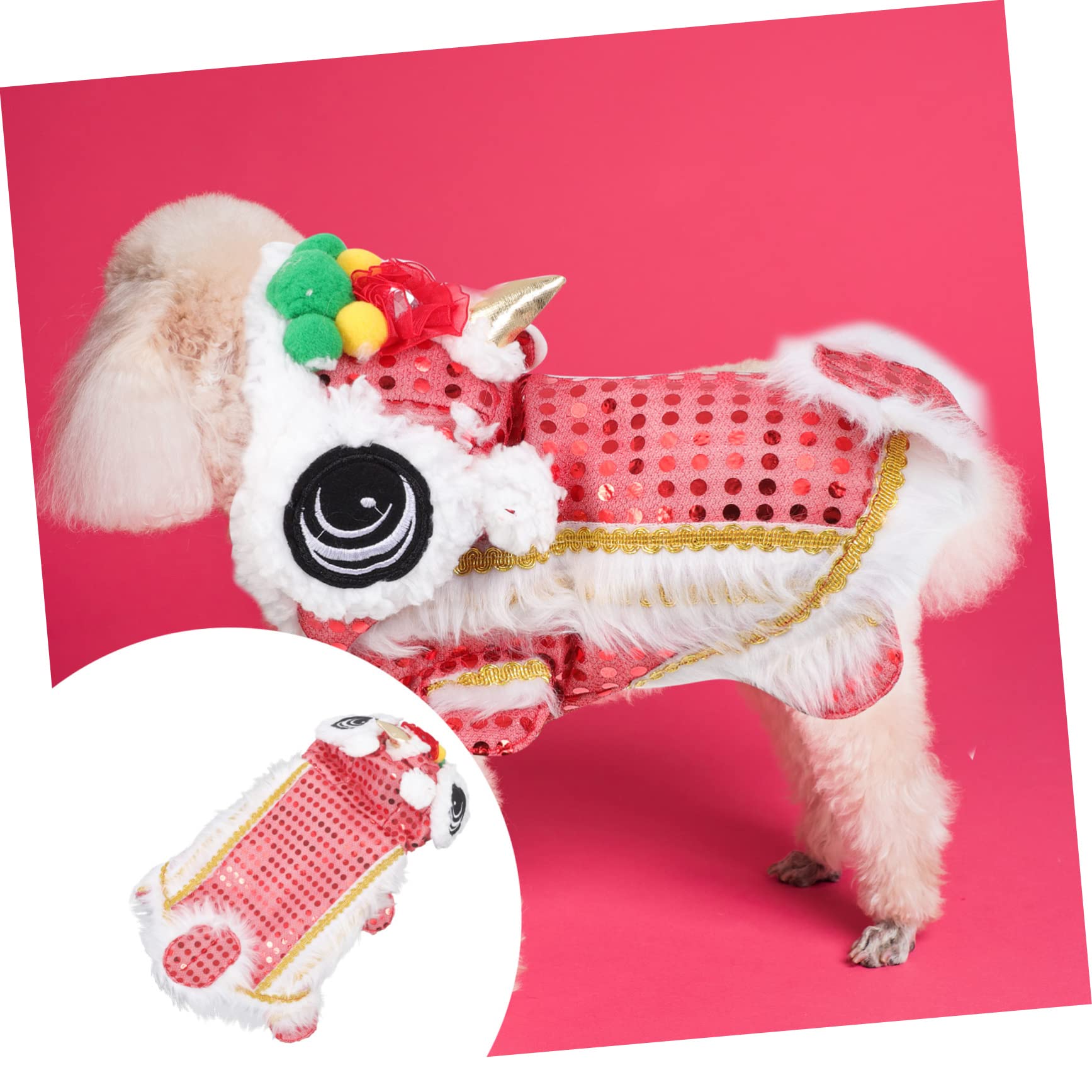 Sosoport 2stücke Tanzlöwen-hundekostüm Für Kleine Hunde Stilvolles Outfit Für Feste Und Fotos Aus Hochwertigem Geeignet Für Tägliches Tragen Bringt Festliche Stimmung