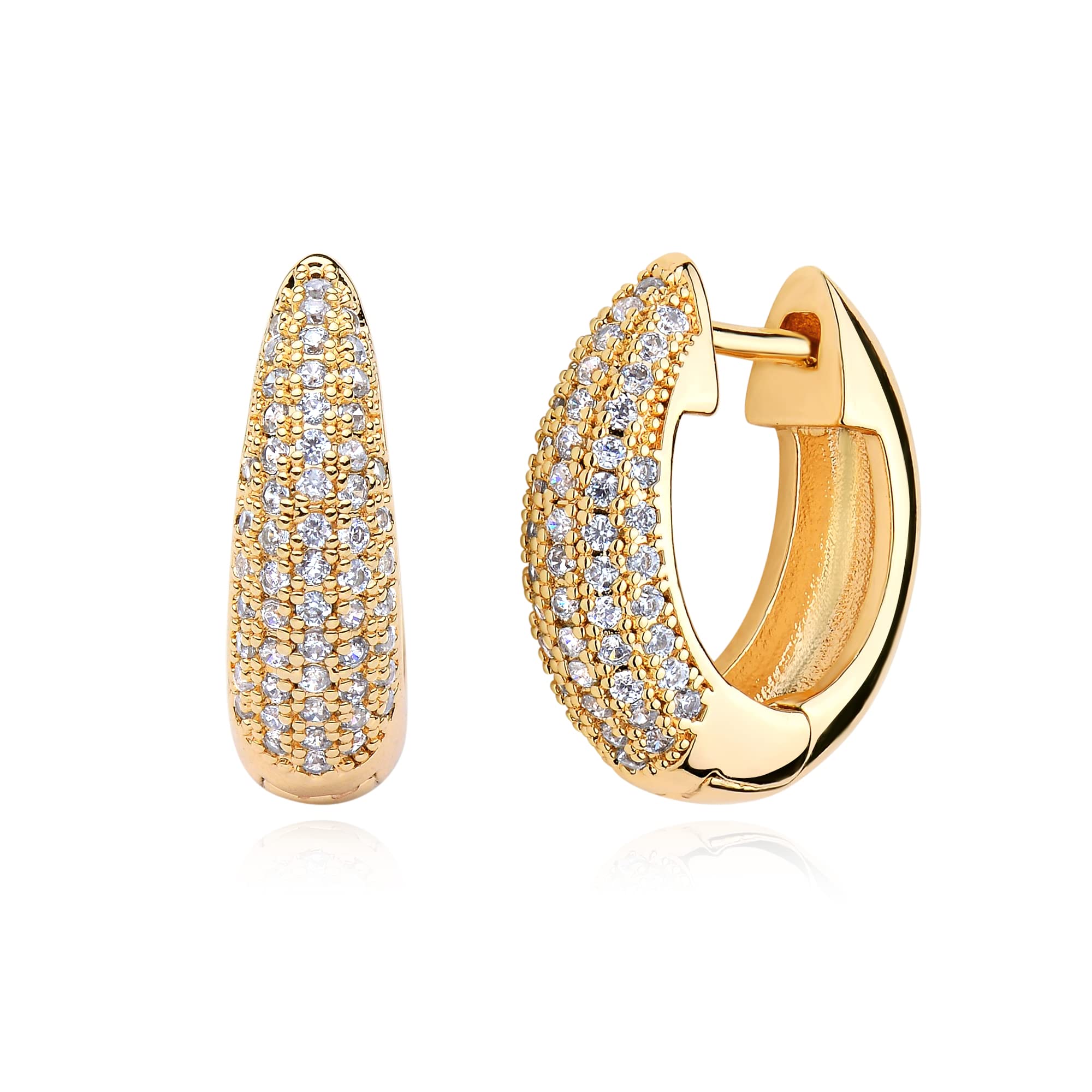 MYEARS Women Earrings Gold Huggie Hoop Ear Stud Cuff 14K Small Simple Hypoallergenic Everyday Jewelry