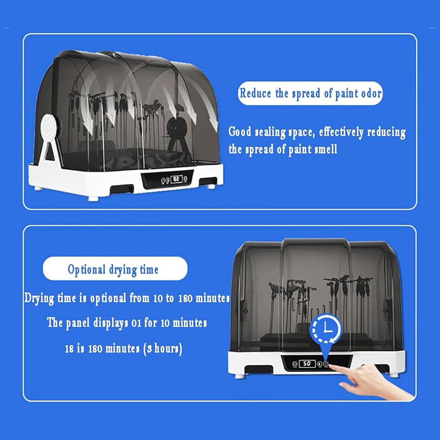 Airbrush Drying Booth, Model Paint Drying Machine, Electric Airbrush Drying Booth with LCD Screen, Paint Drying Machine for Primer, Oil Paint, Varnish