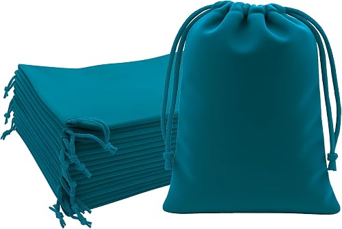 Mandala Crafts 3x4 Teal Velvet Drawstring Bags for Jewelry Gifts Favors