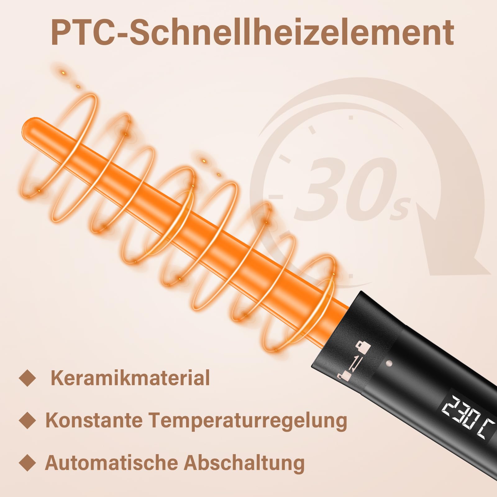 5 in 1 Lockenstab Set, 9-32mm Keramik Lockenstab mit Verschiedenen Aufsätzen für Kleine und Große Locken, Schnellaufheizung, Einstellbare Temperatur, Lockenstäbe Set mit Handschuh Haarspangen
