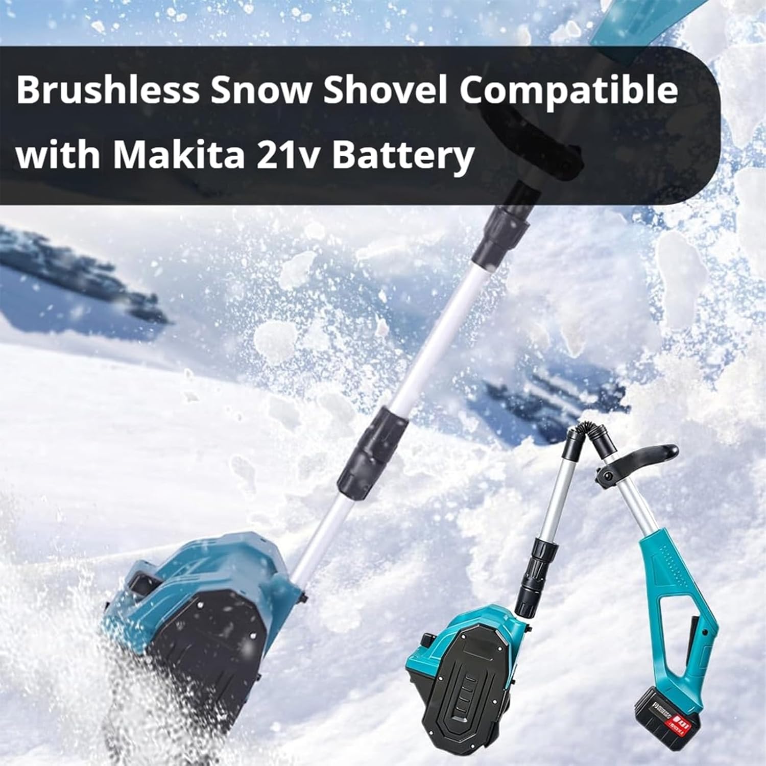 Brushless Electric Cordless Snow Shovel Compatible with 40V Battery and Charger, 11.8” Cordless Snow Blower Electric Snow Thrower, Adjustable Direction, Fast Snow Removal on Deck, Patio (Battery*2)