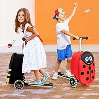 Vista 8 de HONEY JOY Maleta de scooter para niños, equipaje de mano de 18 pulgadas con ruedas LED iluminadas, carcasa impermeable y mango retráctil, maleta