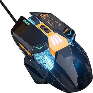 ASHATA Wired Gaming Mouse, PC RGB Gaming Mice, 7200 DPI Wired Optical Gamer Mouse with 7 Programmable Buttons RGB Backlit Ergonomic Computer Mouse for Office Study (black)