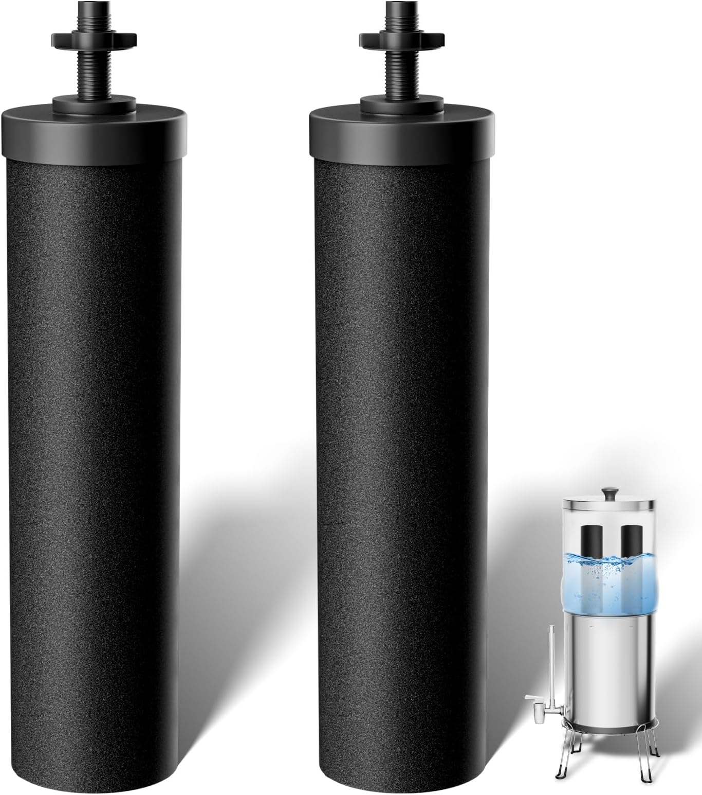 Xmntdo Water Filter Replacement for Berkey® BB9-2 Water Filter System, 2 Black Purification Elements Activated Carbon Filter Cartridges Compatible with Berkey® Gravity Water Filtration System, 2 Pack