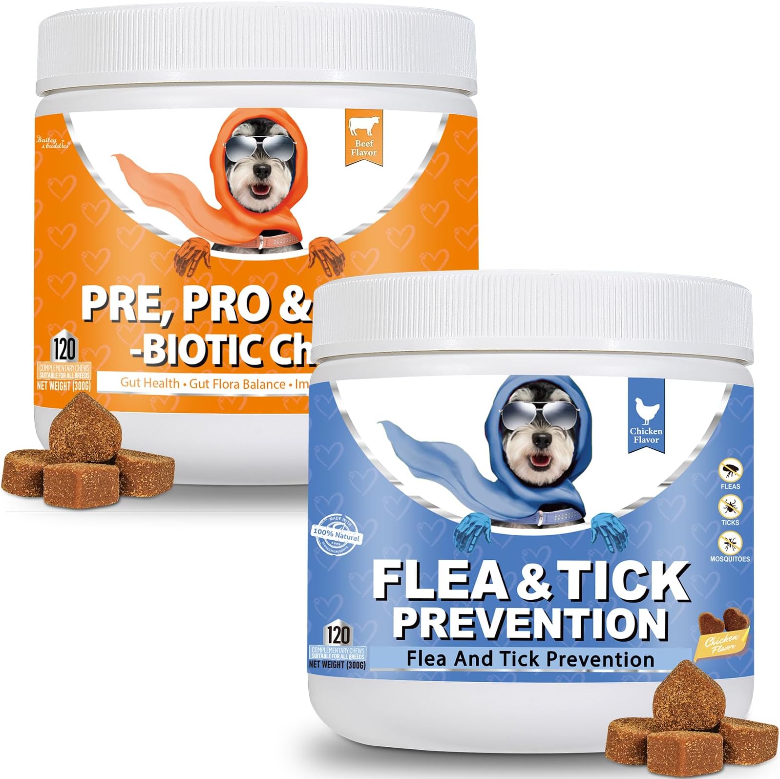 Ultimate Gut & Flea Defence Bundle for Dogs | Probiotics + Natural Flea & Tick Chews | All Breeds