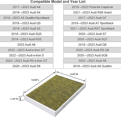 Miniatura 5 de MSISIPIRI Filtro de aire de cabina M-40002 para Porsche Cayenne (2017-2022), Q5 Q7 (2016-2022), Q8 (2018-2022), A7 A8 (2017-2022), A4 A5(2016-2021),