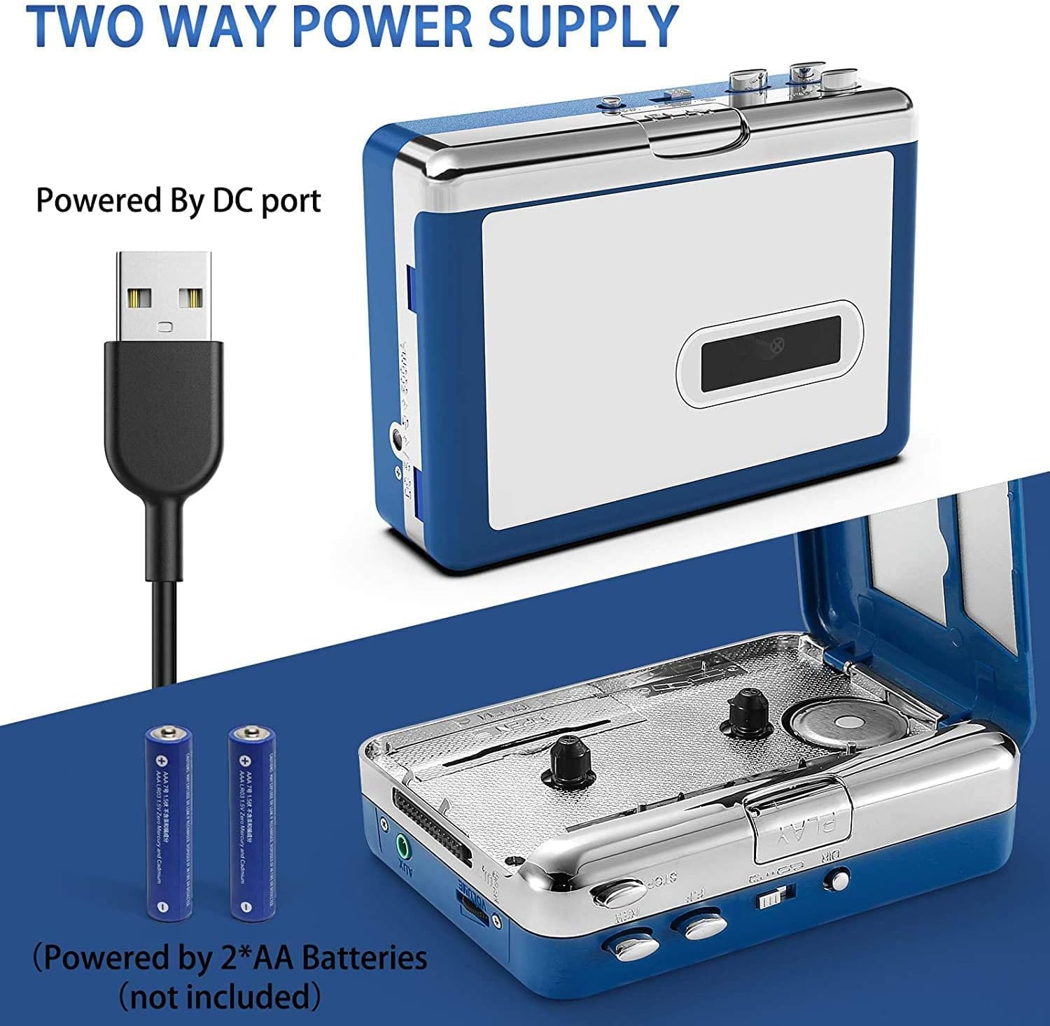 Y&H ezcap215 Portable Bluetooth Cassette Player power supply options