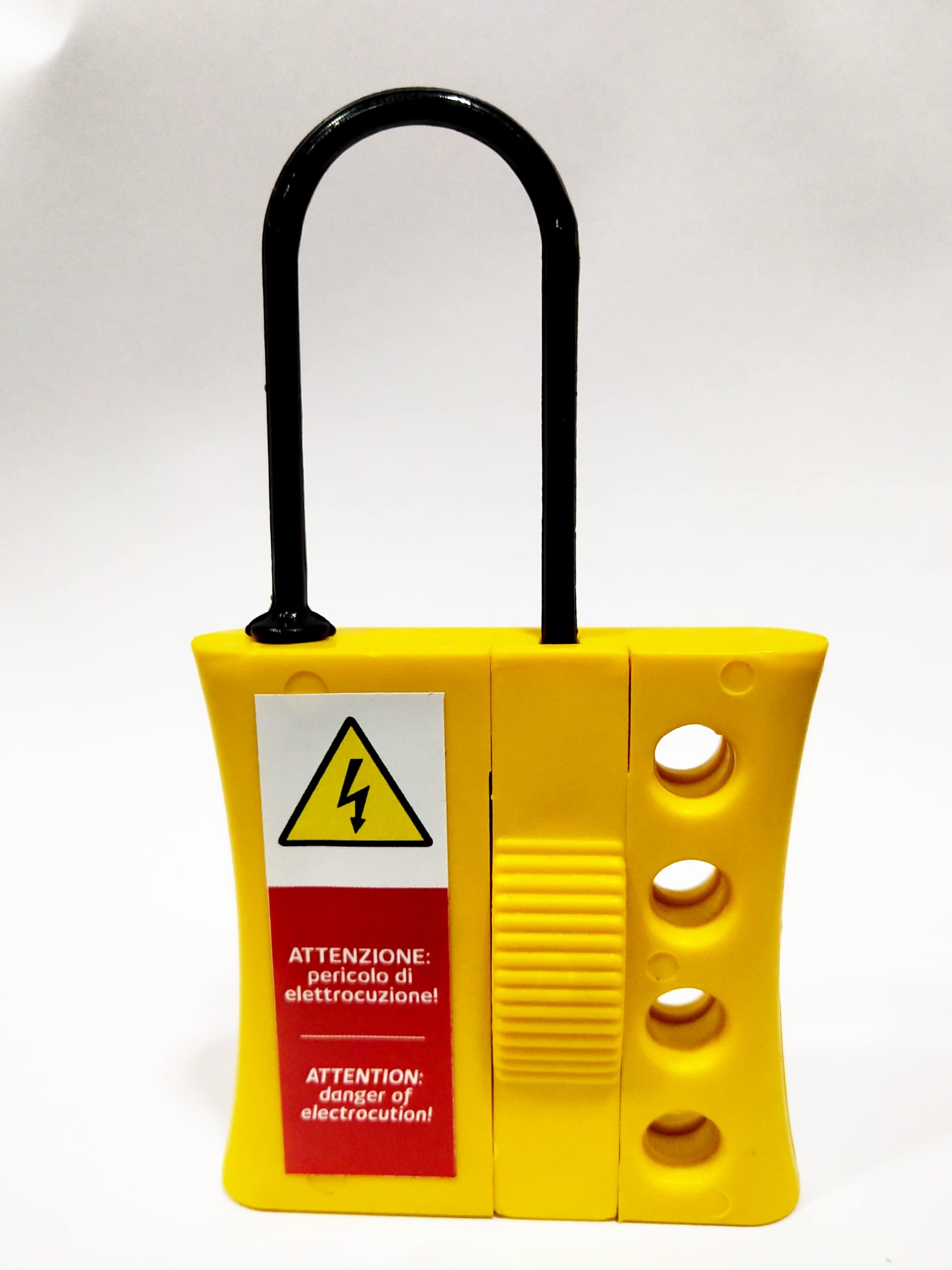 Asian Loto Plastic Lockout Non Conductive Hasp with 4 Holes and 3 mm Shackle (6.5x6.2x1.5 cm, Yellow)