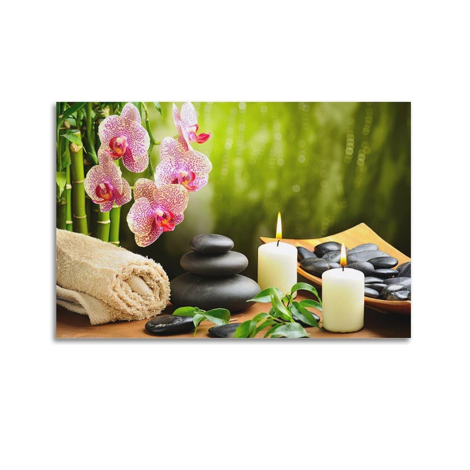 ZSZWHJ Zen Stones Poster Tranquil Spa Escape Poster Decorative Painting Canvas Wall Posters And Art Picture Print Modern Family Bedroom Decor Posters 20x30inch(50x75cm)
