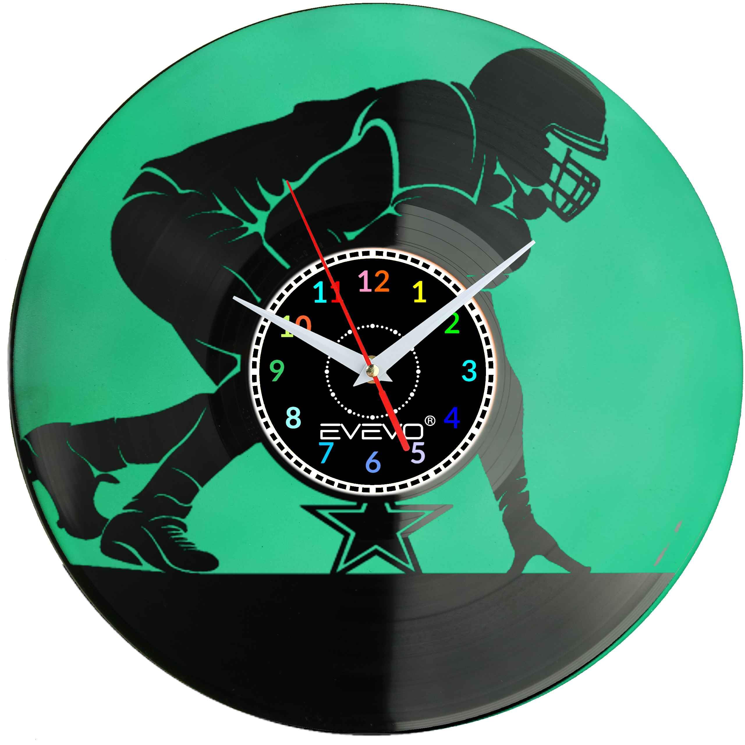 ZEGAR ŚCIENNY AMERICAN FOOTBALL FLUORESCENCYJNE TŁO PŁYTA WINYLOWA PREZENT UPOMINEKA GIFT EVEVO SOUVENIR F0090