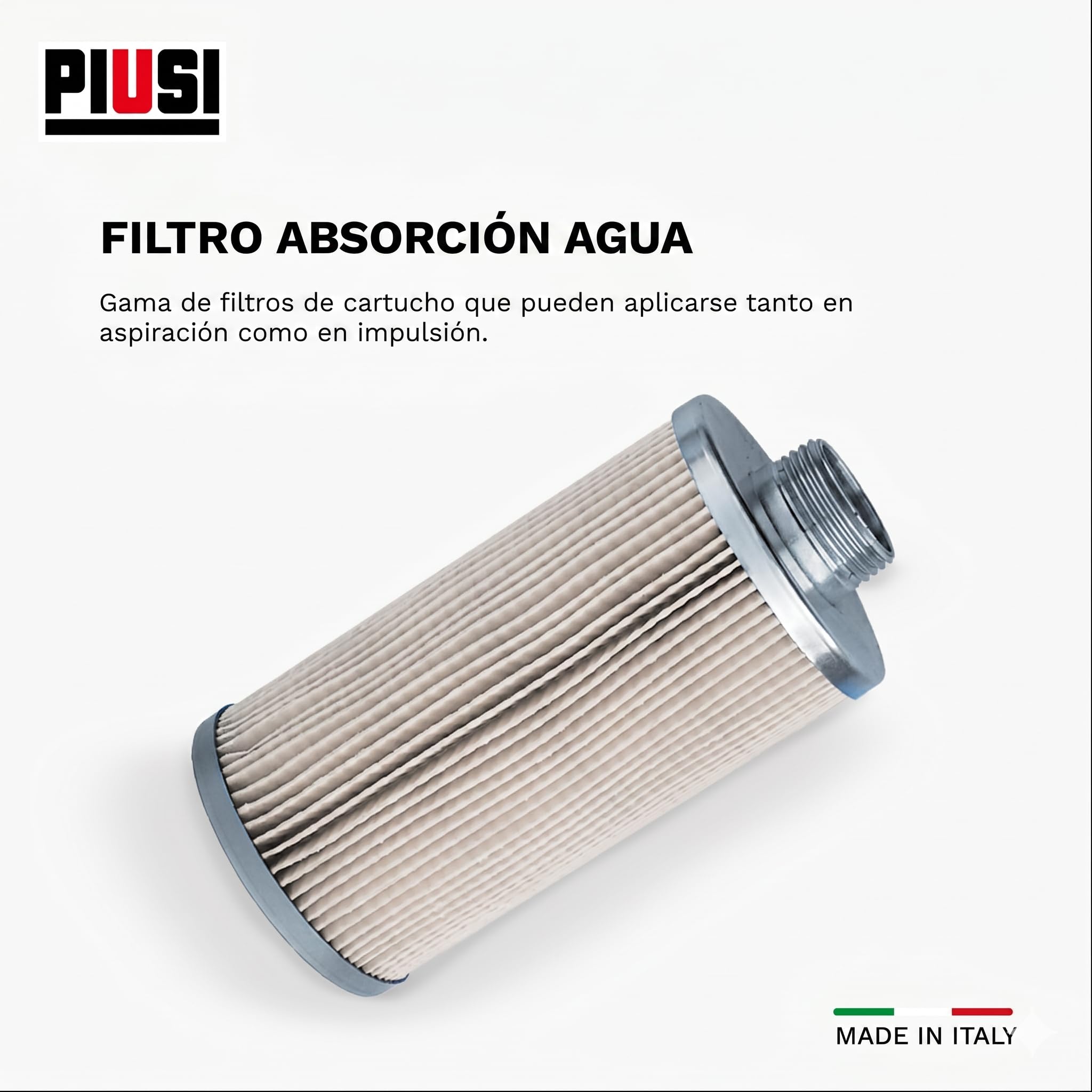 Filtro PIUSI para Diésel, Gasolina y Aceite, Kit Completo con Soporte de Cabeza + 2x Cartuchos, Caudal 70 l/min, Presión 5 bar, Filtración Absorbente de Agua de 30 micrones | Clear Captor F00611B10