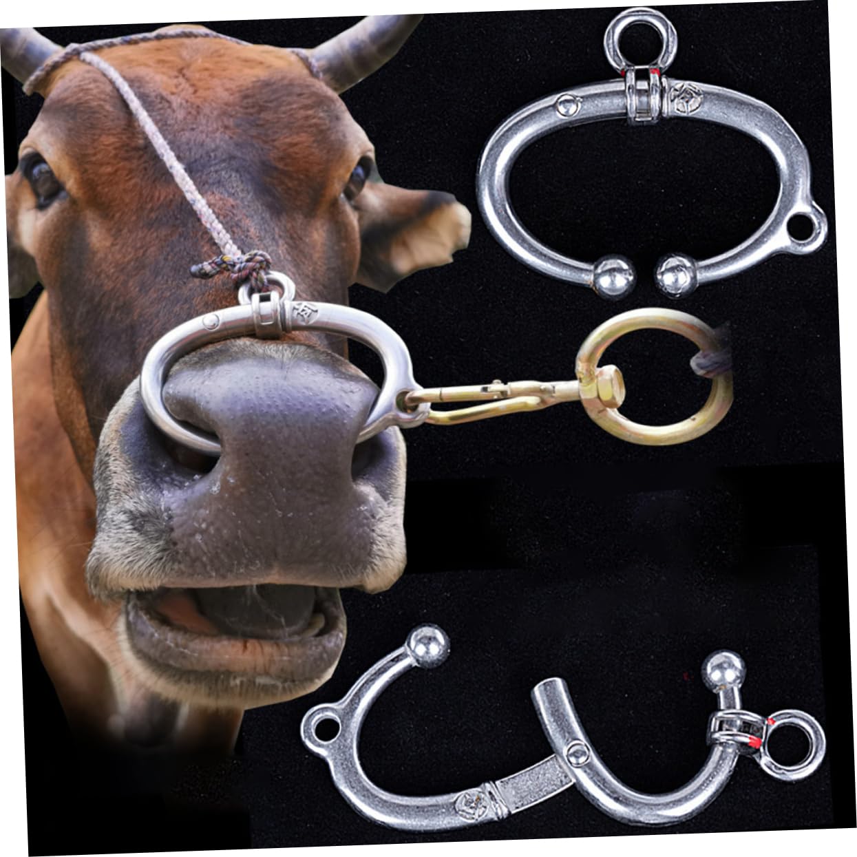 Abaodam Cow Accessories Calf-weaning Nose Rings for Hoop Nose Tags Nose Studs Farm Animal Nose Ring Anti Small Cattle Supplies Cattle Traction Ring Nose Rings Hoops Stainless Steel Silver