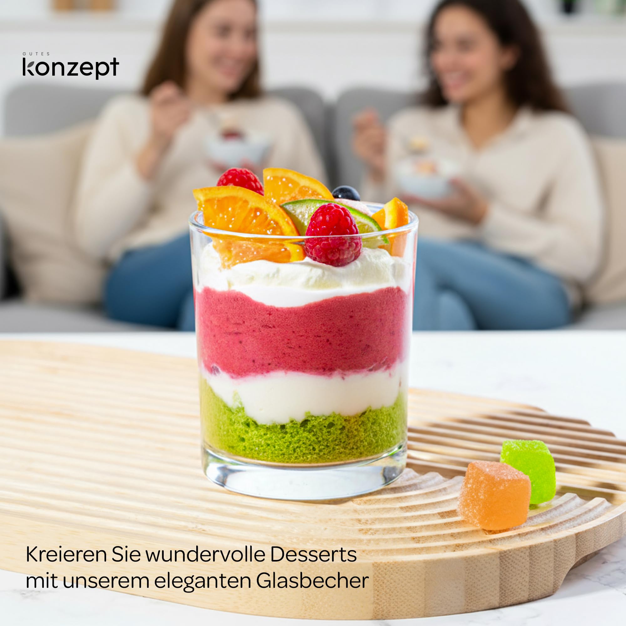 KONZEPT Dessertgläser 6er Set – Kleine Dessertgläser 180 ml – Klassisches Design, Spülmaschinengeeignet, Leicht und Kompakt – Ideal für Desserts, Eis, Mousses und Snacks – Europäische Qualität Küche, Haushalt & Wohnen