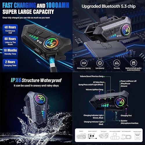 Miniatura 6 de Cascos modulares de motocicleta Bluetooth, aprobado por DOT, casco de motocicleta de doble visera, casco integrado con doble altavoz integrado con