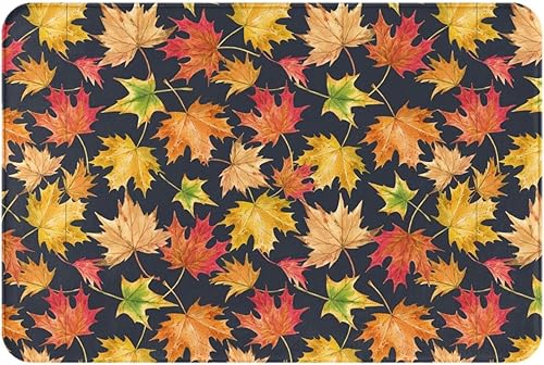 Bathroom Rugs Autumn Colorful Maple Leaves Bath Mat Soft Non-Slip Rugs for Kitchen Indoor Outdoor, Personalized Doormat for Home Decor 16x24In