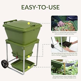 HUNGRY BIN Worm Farm Compost - Continuous Flow Through Vermi Composter for Worm Castings, Worm Tea Maker, Indoor/Outdoor, 20 gallons