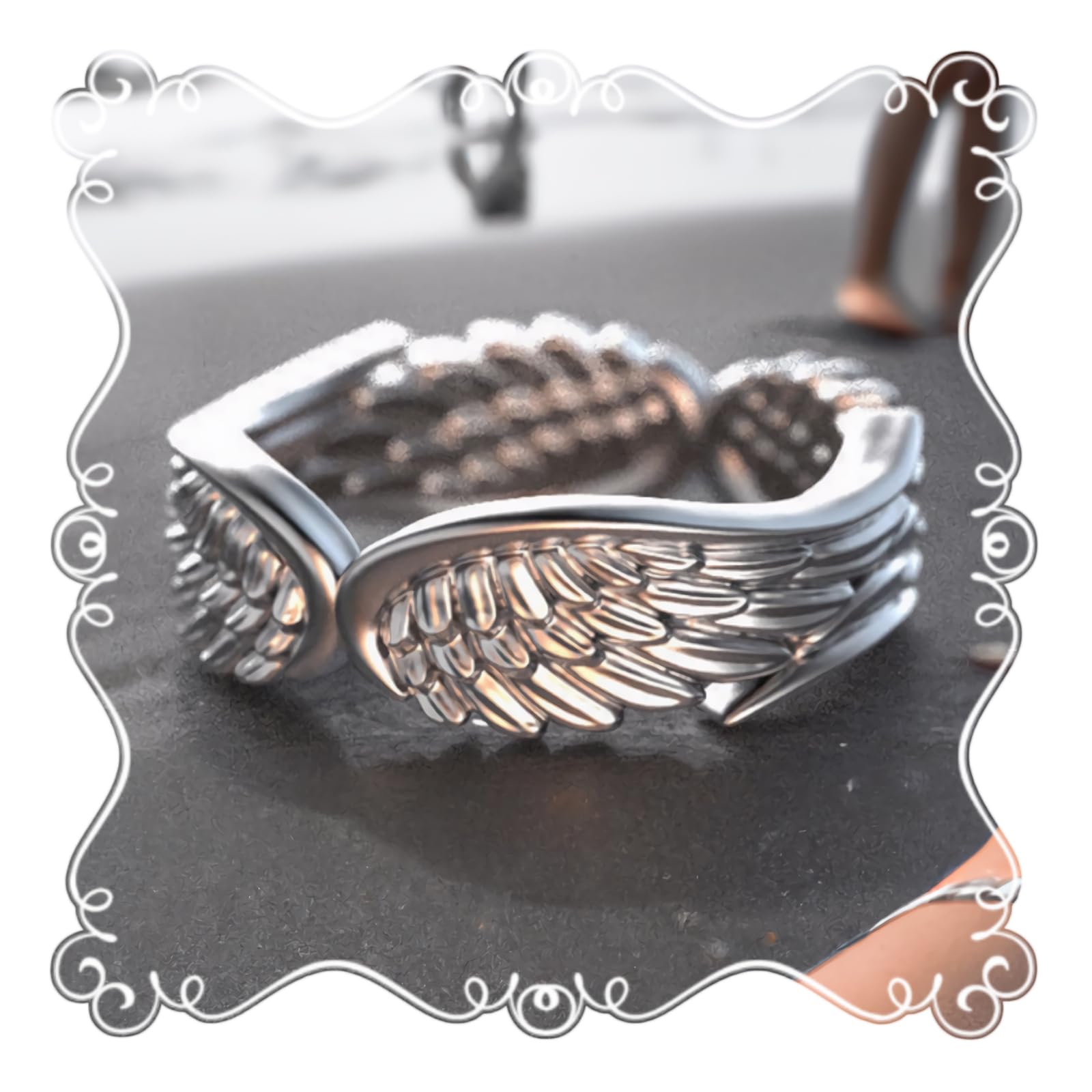 LARDROKAngel Wing Ring 925 Sterling Silver Plated Feather Ring Minimalist Personalized Ring for Women