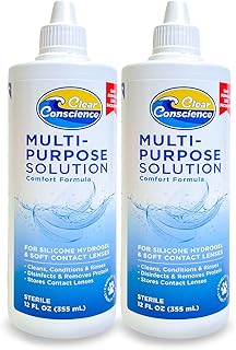 Clear Conscience Contact Lens Solution 12oz - Multi-Purpose Soft and RGP Contact Lens Cleaner Eye Contact Solution - Steri...