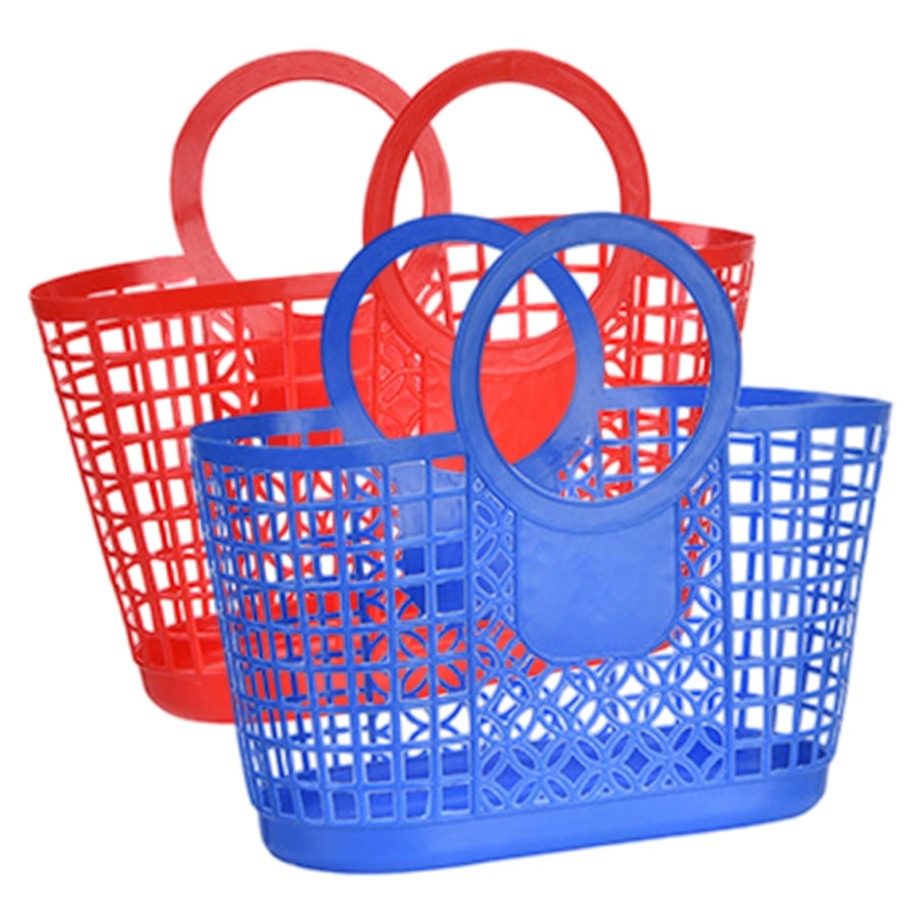 Plastic Basket with Handle 2PCS Hollow-out Garden Harvest Basket Large Capacity Portable Shower Caddy for Kitchen Bathroom Dorm