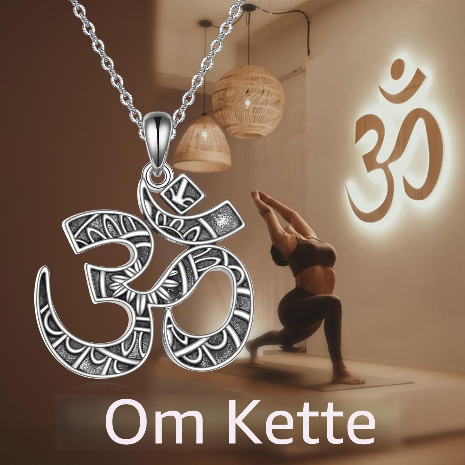 ONEFINITY Om Kette 925 Sterling Silber Om Anhänger Yoga Aum Ohm Halskette Buddhistischer Schmuck Für Damen Herrn
